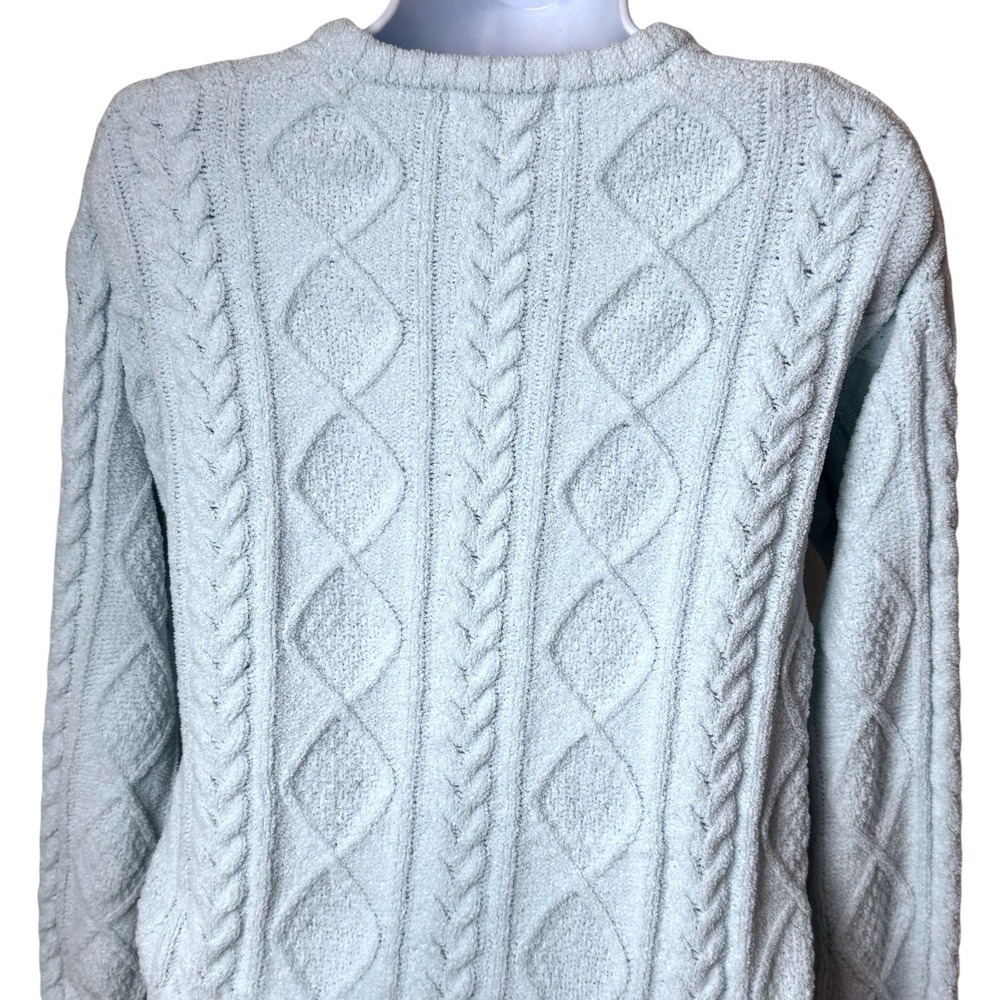 PJ Salvage Light Blue Cable Knit V-Neck Sweater & Shorts Lounge Set - Picture 6 of 13